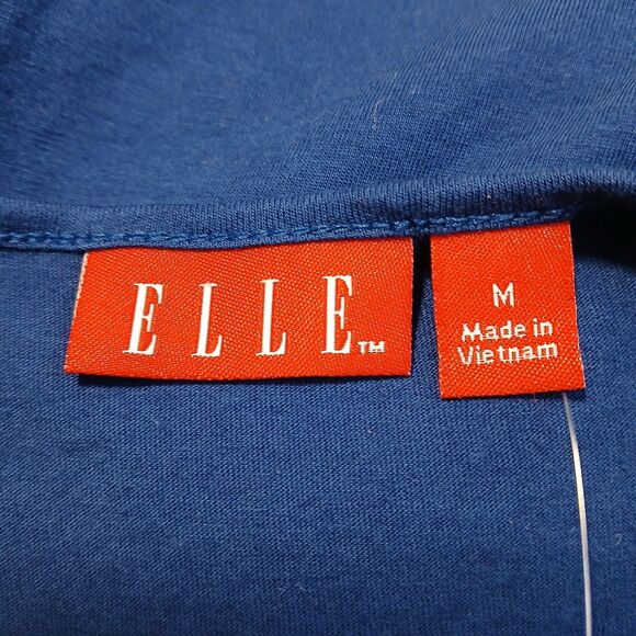 ELLE Blue Tie Knot Sleeveless Pima Cotton Blend Top Blouse Medium EL20027 NEW - Picture 5 of 9